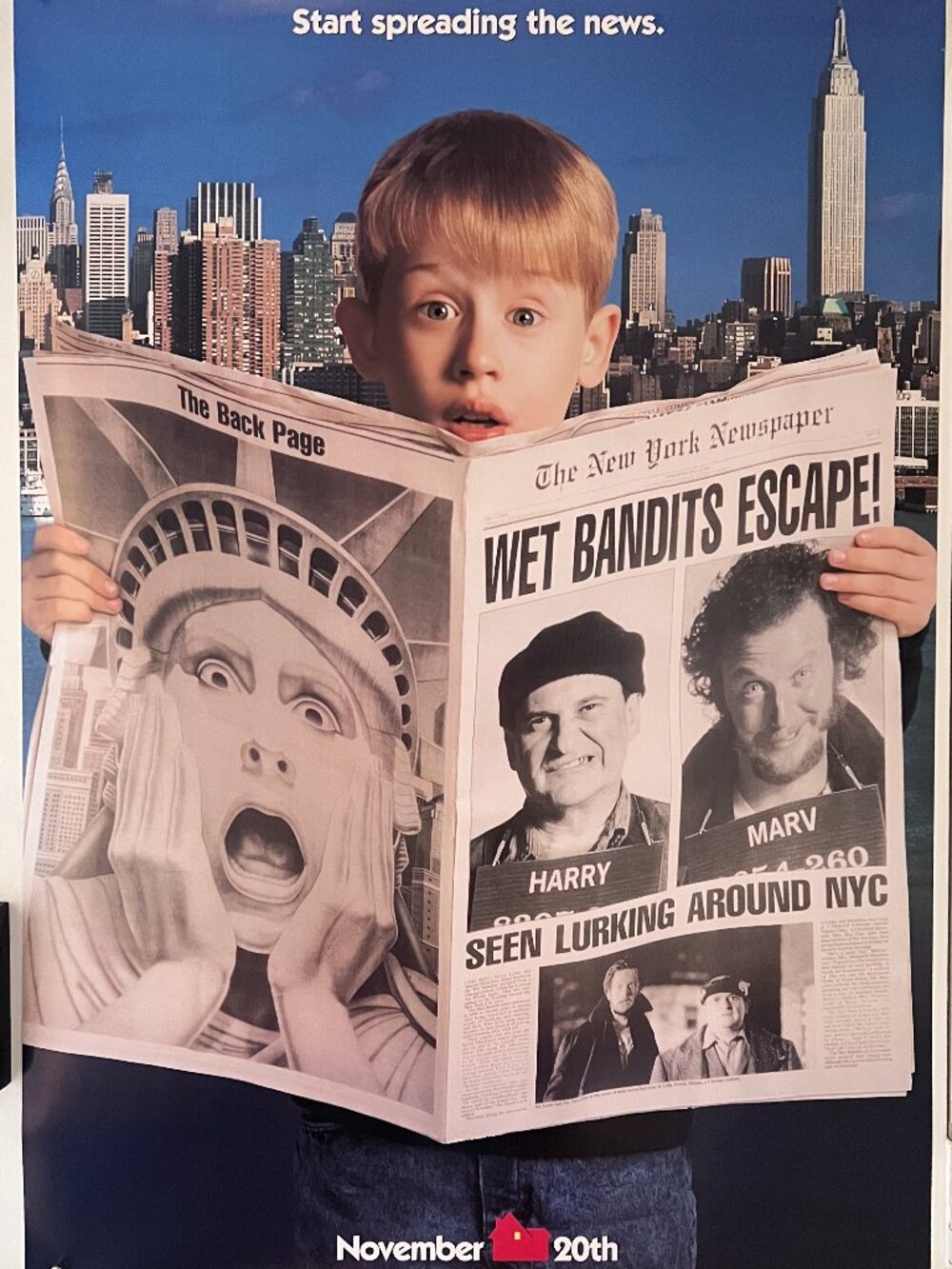 HOME ALONE 2: LOST IN NEW YORK (1992) - ORIGINAL DS TEASER MOVIE POSTER